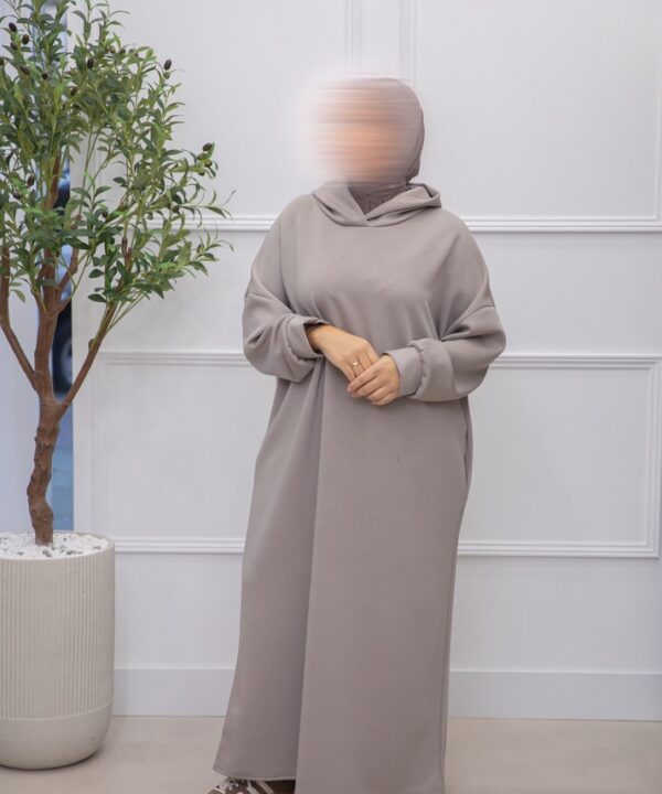 JERSEY DRESS CAPUCHON TAUPE