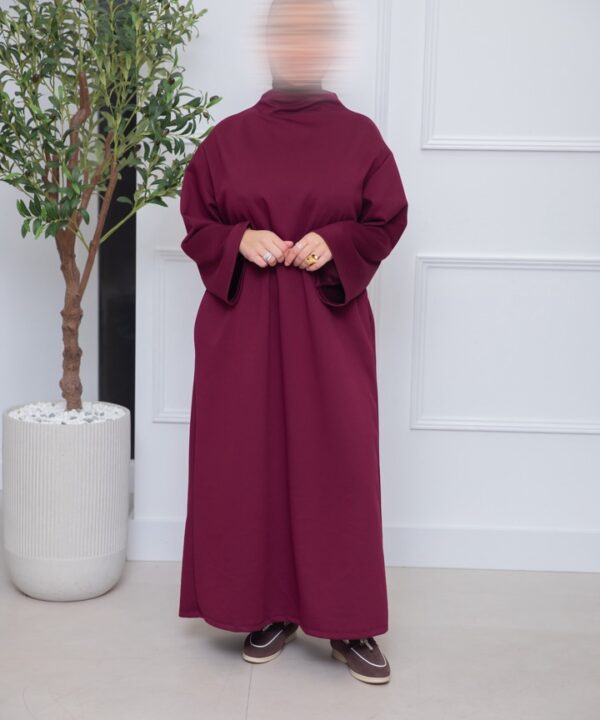 JERSEY DRESS MET KOL BORDEAUX