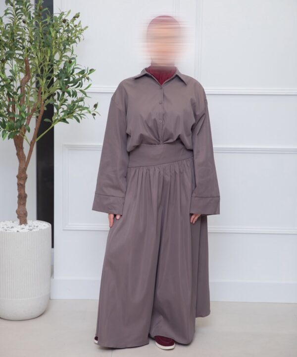 Alternative view of COTTON SKIRT SET TAUPE