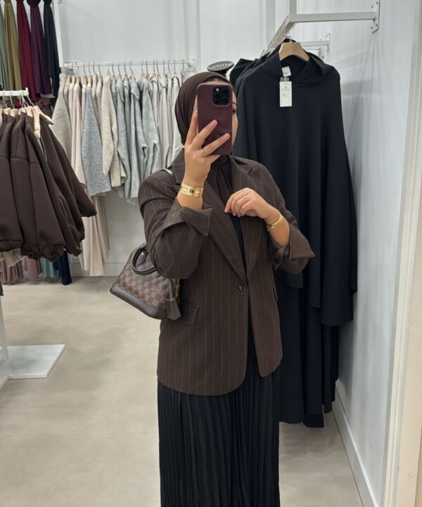 PREMIUM BLAZER MET STREPEN DARKBROWN