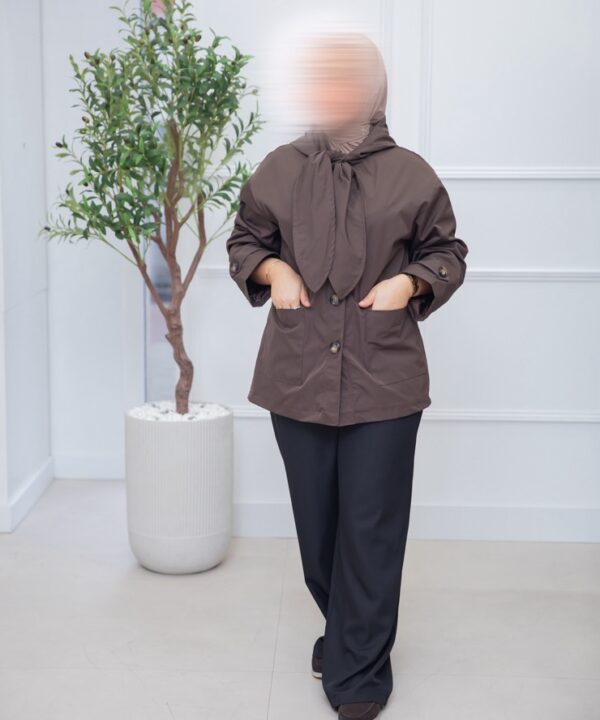 Alternative view of TRENCHCOAT MET CAPUCHON DARKBROWN
