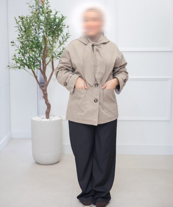 TRENCHCOAT MET CAPUCHON TAUPE