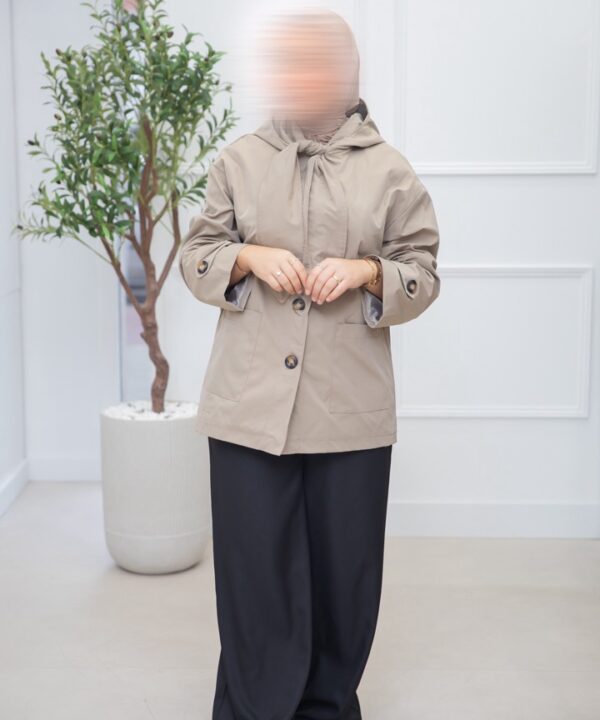 Alternative view of TRENCHCOAT MET CAPUCHON TAUPE