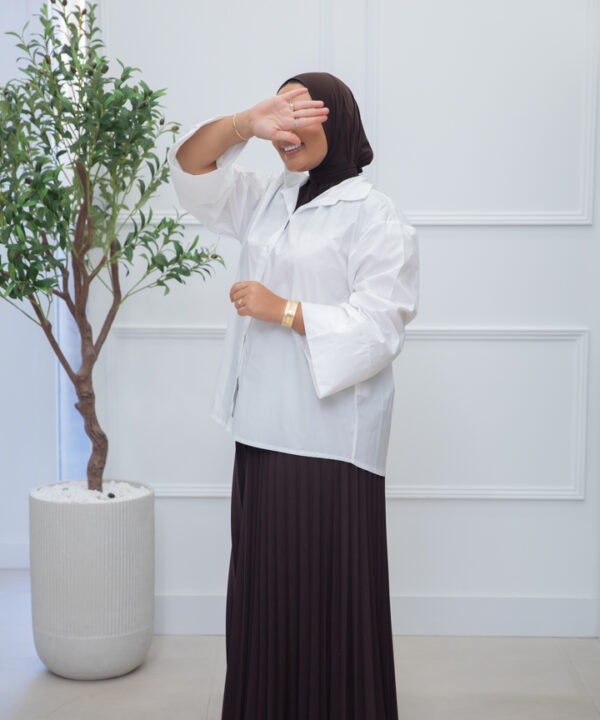 PLISSE SKIRT DARKBROWN