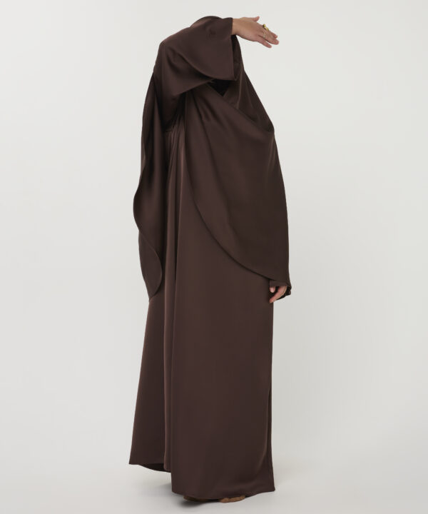 SATIN ABAYA GHIMAARSET BROWN