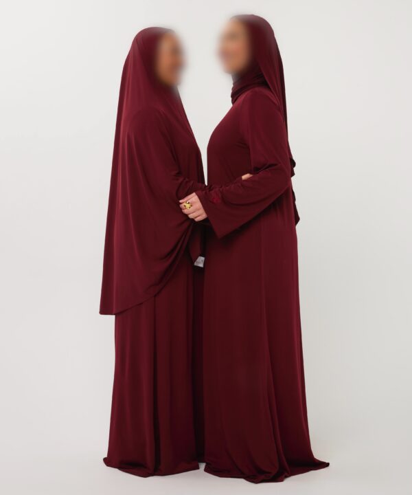 PREMIUM JERSEY ABAYA GHIMAAR SET BORDEAUX LONG