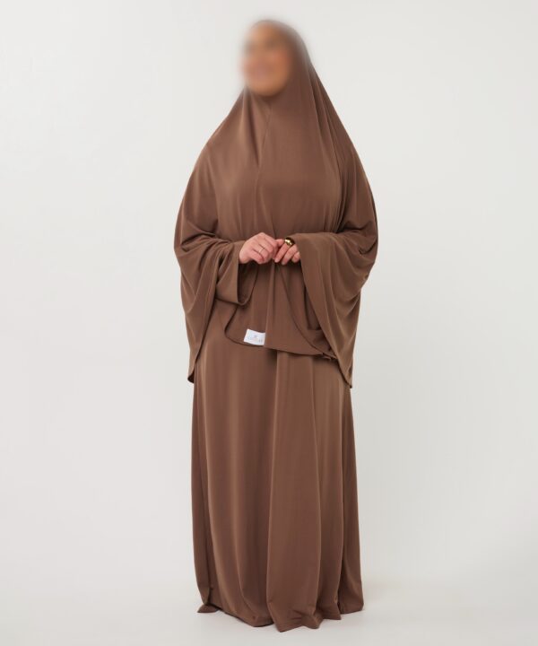 PREMIUM JERSEY ABAYA GHIMAAR SET WALNUTBROWN LONG