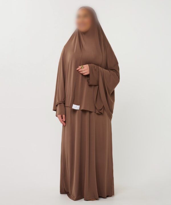 Alternative view of PREMIUM JERSEY ABAYA GHIMAAR SET WALNUTBROWN LONG