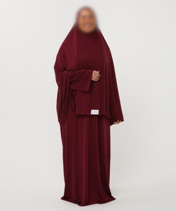 Alternative view of PREMIUM JERSEY ABAYA GHIMAAR SET BORDEAUX LONG