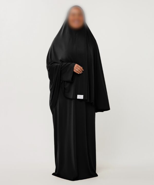 PREMIUM JERSEY ABAYA GHIMAAR SET BLACK SHORT