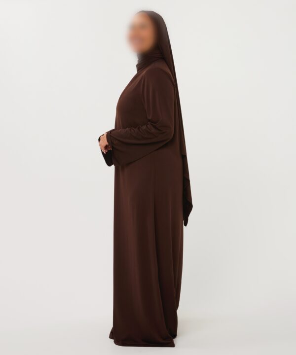 PREMIUM JERSEY ABAYA GHIMAAR SET BROWN LONG