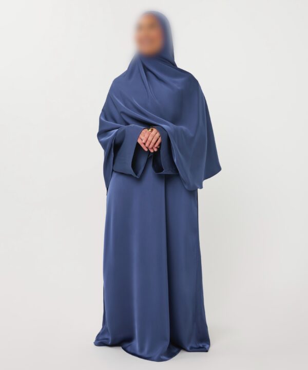 SATIN ABAYA GHIMAARSET BLUE