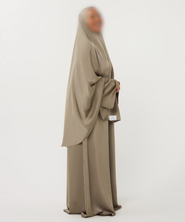 Alternative view of SATIN ABAYA GHIMAARSET MOSS GREEN