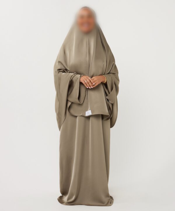 SATIN ABAYA GHIMAARSET MOSS GREEN