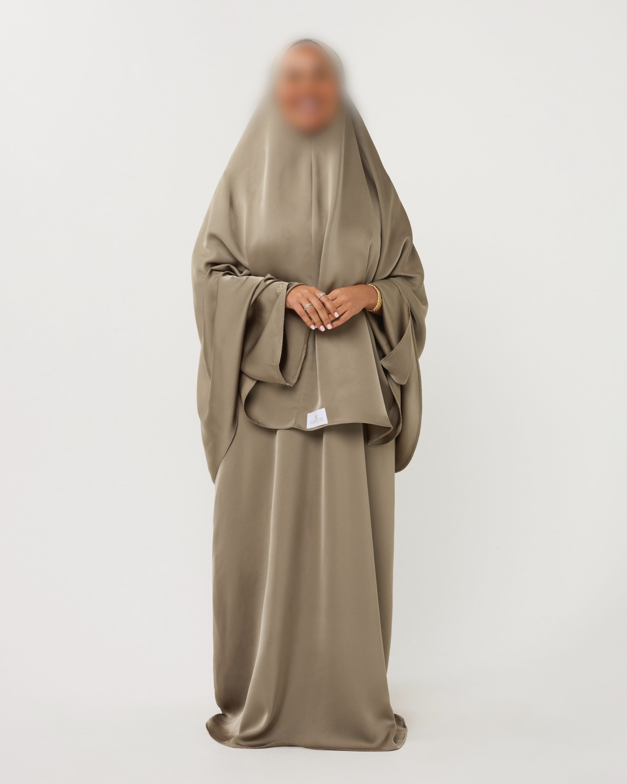 SATIN ABAYA GHIMAARSET MOSS GREEN