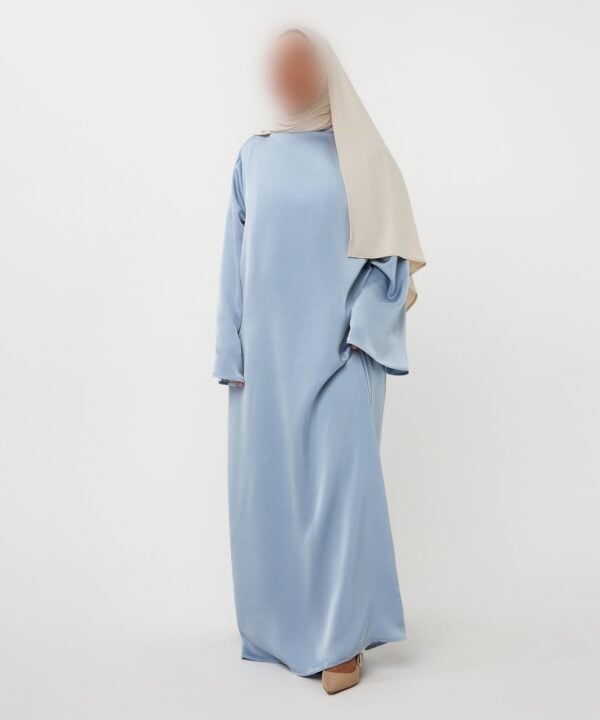 SATIN DRESS HIGH NECK AQUA