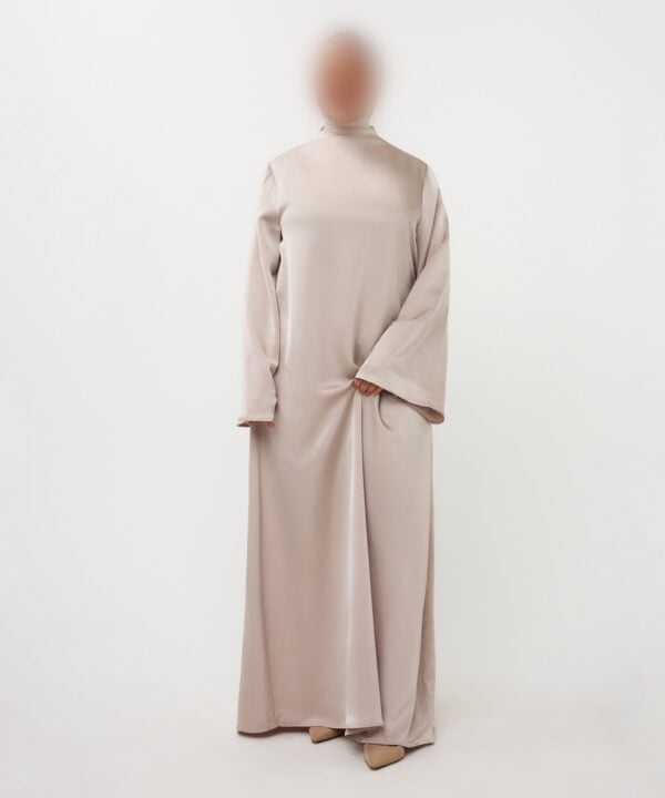 Alternative view of SATIN DRESS HIGH NECK SAND