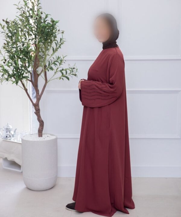 Alternative view of A-LINE ABAYA STONE BORDEAUX