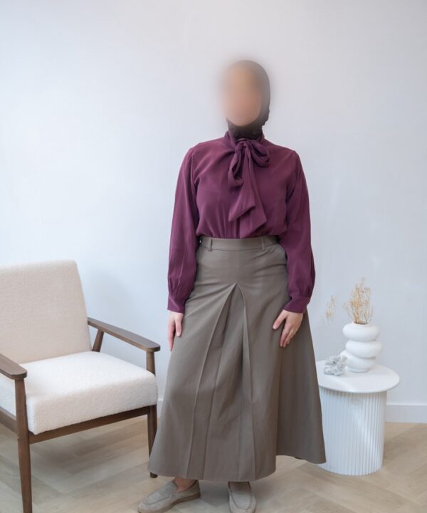 BLOUSE MET STRIK PLUM