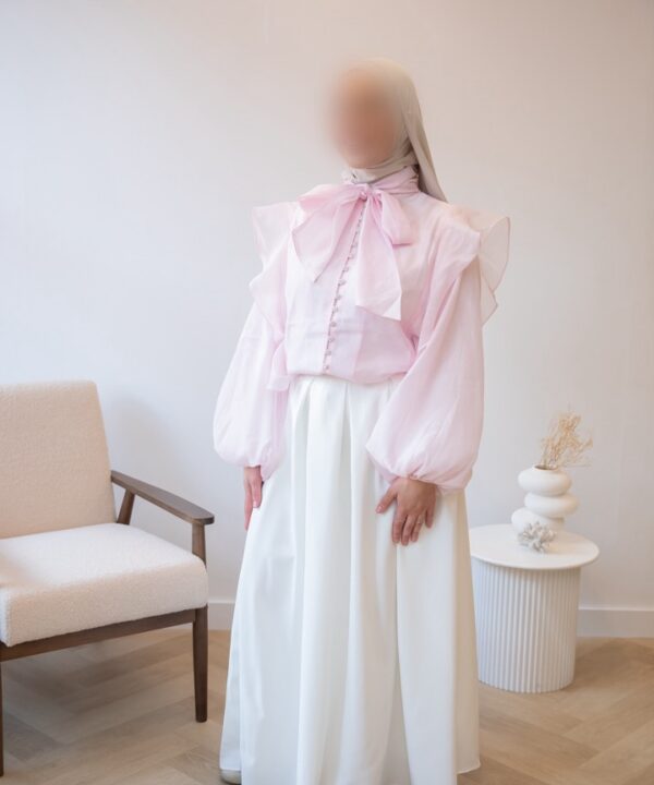 RUFFLE BLOUSE MET STRIK BABYPINK