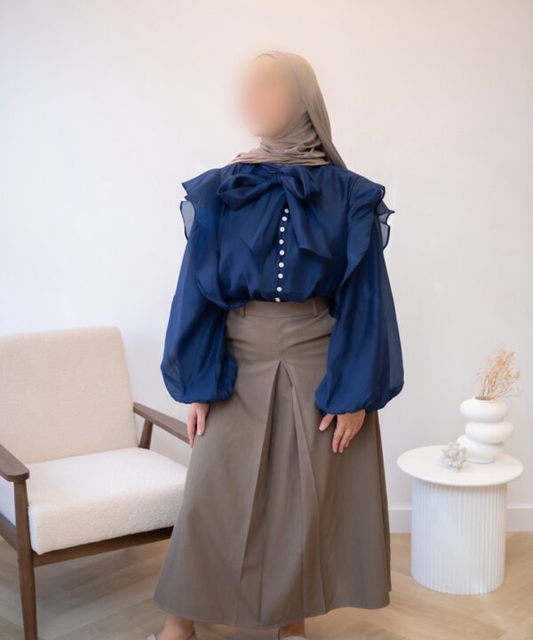 BLOUSE MET STRIK NAVY