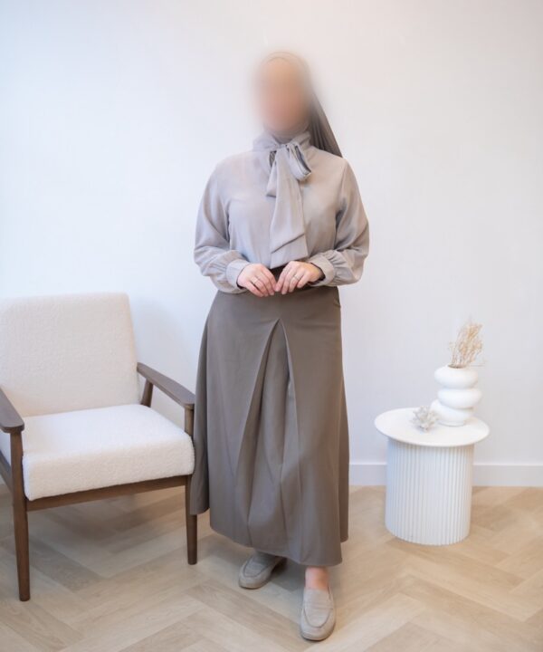 BLOUSE MET STRIK TAUPE