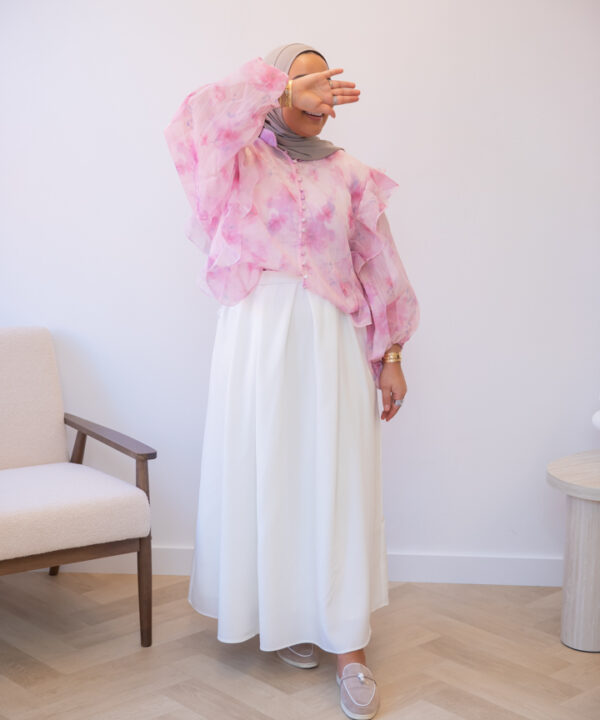 Alternative view of RUFFLE BLOUSE PINK PRINT