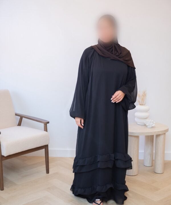 MAXI DRESS RUFFLES BLACK