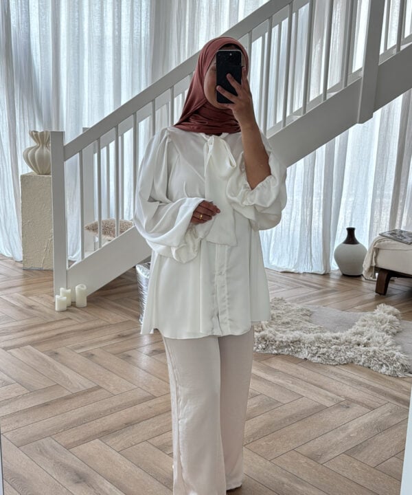 Alternative view of SATIN STRIK BLOUSE WHITE