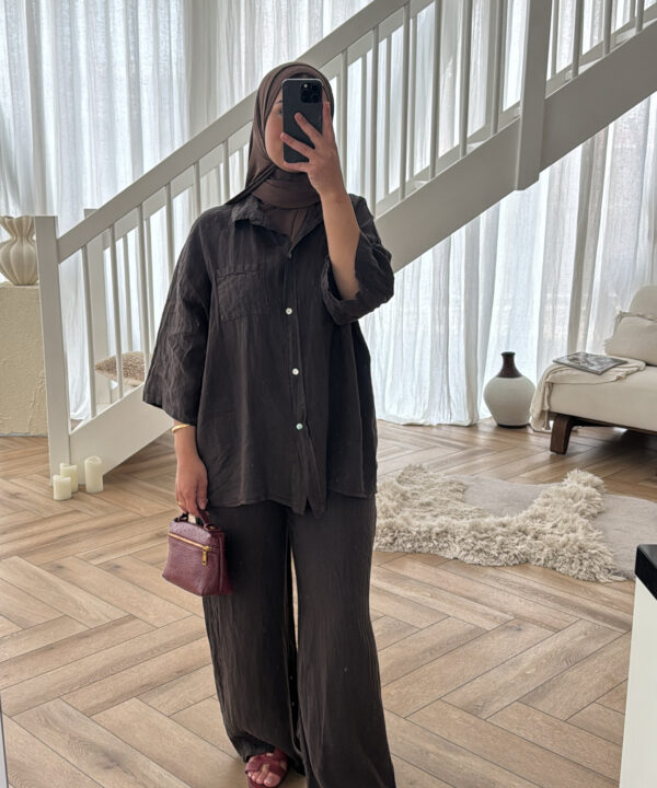 LINEN SET DARKBROWN